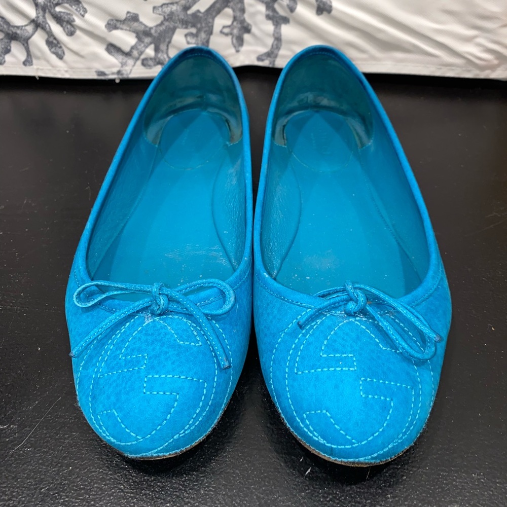GUCCI Ballet Flats in Turquoise Blue